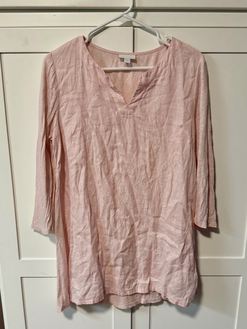 J. Jill Linen Soft Blush Split V-Neck Tunic